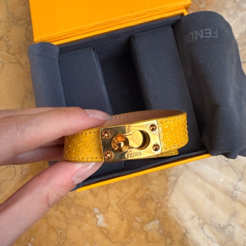 Fendi Yellow Python Snakeskin Double-Wrap Bracele… - image 4